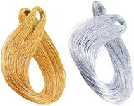 200 Meters Gold Silver Twine String Thread Jewelry Thread Bauble String Gold Metallic String Metallic Elastic Cords Tinsel String Craft Making Cord For Braids Christmas Paking Gift Wrapping Hanging
