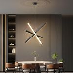 Modern LED Chandelier Lighting Island Pendant Light, Smart Lamp Fixture for Dining, Living Room, Kitchen, Bedroom (Criss Cross Chandelier, Black Painted 55CM 30W)