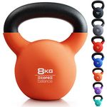 Core Balance 8kg Kettlebell Weight Cast Iron Neoprene Coated Heavy Duty Strength Training (Orange)