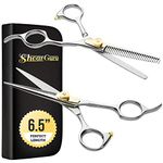 ShearGuru Professional Barber Kit /Salon Haircut Scissors Cutting Set - 6.5"-Straight Edge Razor Sharp Barber Scissors + Texturizing Thinning Shears Styling Hair for Women Men