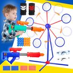 AONTESS Shooting Games Toys for Boys Girls, Gun Target Game for Kids 5 6 7 8 9 10 11 with Self-Rotating Target, 2 Blasters & 56 bullets, Toy Gun Foam Blasters Indoor Outdoor Activity Toy, for Boys