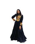 Jasani's Enterprise Women Dal Silk Coddling Embroidery Siqunce and Real Mirror Gown (in, Alpha, 2XL, Black)