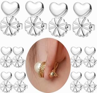 Earring Lifters Earring Backs for Droopy Ears 12Pcs Earring Backs Replacements for Jewelry Hypoallergenic Earring Back for Heavy Earring Adjustable Heart Earring Backs Sliver