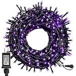 Twinkle Star 300 LED Halloween Fairy String Lights, 99 FT Outdoor Light Plug in with 8 Lighting Mode, Waterproof Black Wire Mini Lights Christmas Holiday Wedding Party Patio Tree Decorations (Purple)