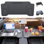 Car Laptop Desk, 2024 Upgraded Foldable Car Tray Desk Compatible with Tesla Model Y Model 3 Car Accessories, Carbon Fiber Tray, Steering Wheel Eating Table, for Travel Remote Work Camping