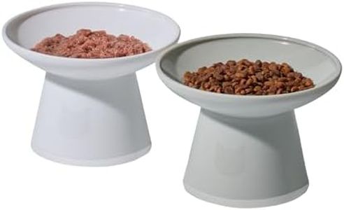 Necoichi 2pcs Extra-Wide Elevated Cat Food Bowls – BPA-Free Plastic Raised Bowls to Reduce Whisker & Neck Fatigue – Dishwasher Safe – Non-Slip, Anti-Vomiting Ergonomic Design(Classic)