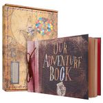 Our Adventure Book Scrapbook Photo Album,11.6x7.5 Inches 80 Pages Up Scrapbook Photo Album 3D Embossed Words Hard Cover Memory Books for Couples Anniversary,Wedding Gifts（B）