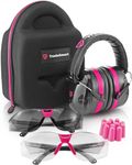 TRADESMART BUILT TRADE TOUGH Pink Ear Muffs, Earplugs, Gun Safety Glasses & Protective Case - Uv400 Anti Fog Scratch with Microfiber Pouch | Range Protection Eye for Shooting