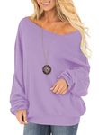 RANPHEE Sweatshirt for Women Purple Long Sleeve Tops One Shoulder Casual Pullover Sweater Fall Fashion 2024 Clothing Trendy Shirts Outfits S