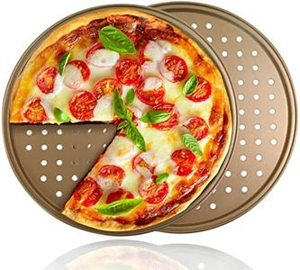COOKWIN 2 Pack Pizza Pan, Pizza Pan for Oven, 12.6 Inch Pizza Baking Pan, Non-Stick Golden Carbon Steel pizza pan with holes, Organosilicon Coated Crisper Pan, Dishwasher Safe
