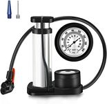 Bike Pump Ball Pumps with Pressure Gauge Mini Bicycle Foot Pump with Needles, Portable Bike Tire Pump, Universal Presta & Schrader Valves, GOTINSN Air Pump Balloon Inflatable Toy Inflator Adapter