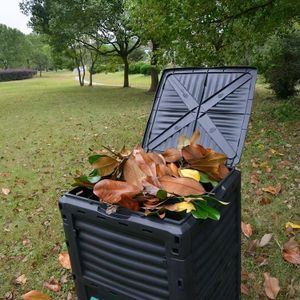 Easy Shopping 300L Garden Compost Bin – Outdoor Kitchen Waste Composter, Black/Green