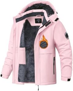 EIHEYA Girls Skiing Jacket, Insulated Hooded Winter Snowboard Coat Pink S