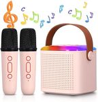 Karaoke Machine Kids Microphone For Singing, Wireless Karaoke Toy, Portable Karaoke for Kids Adults, with LED Light Effects for Boys Girls Birthday Gifts Home Party(Pink / 2 Microphones)