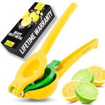 Zulay Kitchen Metal 2-In-1 Lemon Lime Squeezer - Hand Juicer Lemon Squeezer Gets Every Last Drop - Max Extraction Manual Citrus Juicer - Easy-to-Use Lemon Juicer Squeezer Lemon Squeezer Manual