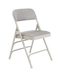 National Public Seating 2302 Steel Frame Upholstered Premium Fabric Seat and Back Folding Chair with Triple Brace, 480-Pound Capacity, Gray Stone/Gray, Carton of 4