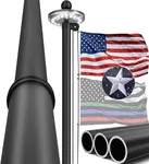 IIOPE 25FT Heavy Duty Flag Pole – 2.7" Large Bottom Tube, Wind-Resistant Sectional Tapered Design, Aluminum Residential Flagpole Kit with Solar Light, USA Flag, Complete Set, Great Gift Choice