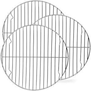 P&P CHEF 10½ Inch Round Cooking Rack (Set of 3), Baking Cooling Steaming Racks Stainless Steel, Fits in Air Fryer/Stockpot/Pressure Cooker/Round Cake Pan, Oven & Dishwasher Safe