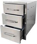 Garvee 14 x 20.5 Inch Outdoor Kitchen Drawers, Stainless Steel Triple Access BBQ Drawers with Chrome Handle, 14 x20.5 x 23 Inch