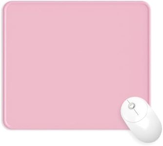 Giecy Mouse Pad with Stitched Edge, Computer Mouse Pad Gaming Mouse Mat with Non-Slip Rubber Base Washable Lycra Cloth Square Small Mousepad for Home Office Laptop, PC (Pink)