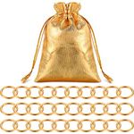 31 Pcs Gold Power Rings Metal Gold Game Figure Display Dream Catcher Rings with Gold Drawstring Organza Bags (1.2 x 1 Inch)