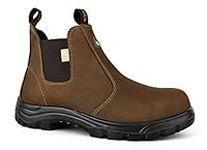 Tiger Men's Safety Boots Steel Toe CSA Lightweight Slip On Leather Work Boots 5925 (10.5 3E US Men, Light Brown)