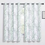 NICETOWN Bedroom Curtains 2 Panels Set - Grommet Top Greyish White Curtains 63 Inches Length by 52 Inches Wide, Home Decorative Drapes Sun Light & UV Filter Printed Curtains