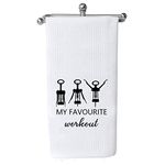 Funny Wine Kitchen Towel My Favorite Workout Corkscrew Towel Wine Lover Gift Housewarming Gift (FAVOURITE workout towel CA)