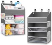 PHOTOONE Hanging Diaper Caddy Organizer Crib Organizer–Spacious Baby Girl/Boy Diaper Organizer for Changing Table, Playpen/Wall- Hold 90+ Diaper-Grey