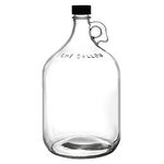 Dicunoy 1 Gallon Glass Jugs, 128 OZ Demijohn, Large Fermenting Jug with Seal Lid, Wine Growler Carboy Bottle with Handle for Juice, Milk, Water, Vinegar, Limoncello, Home Decoration, Change Jar