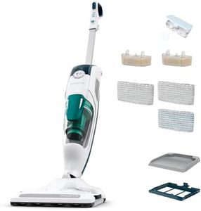Rowenta Nettoyeur vapeur 2-en-1, Aspire et lave simultanément, Elimine 99,9% des bactéries, Pour tous les sols, Sans détergent, Diffuseur d’huiles essentielles, Clean & Steam Revolution RY7757WH