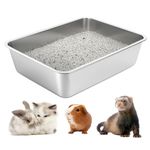 IKITCHEN Stainless Steel Cat Litter Box, Metal Cat Litter Tray with Anti-Slip Rubber Bottom, Kitty Litter Pan 17.7" L x 13.7" W x 6" H, Non Stick, Non Odor Absorbing, Easy Clean