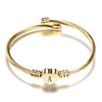 OutstandLong Gold Initial Letter A Cuff Bracelets Women Girls Heart Bangle Bracelet Alphabet A-Z for Birthday