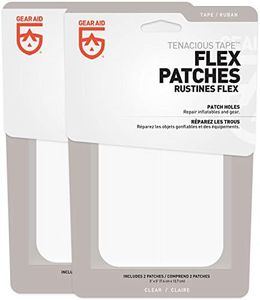 GEAR AID Tenacious Tape Flex Heavy Duty Patches for Fixing Holes and Rips in Outdoor Fabrics, Vinyl, Pool and Snow PVC Inflatables, Peel-and-Stick, Clear, Two 3" x 5" Patches, 2 Pack