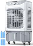 HIFRESH Air Cooler for Room Cooling, 29Ft Powerful Air Throw Portable Fan, 20L Ice Chamber, 3-Side Honeycomb Pads, 4 Ice Packs, Auto Rotation, Personal Air Cooler for Home, Low Power Consumption