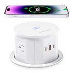 ANNQUAN 4.75" Pop Up Outlet with 65W USB-C,15W Wireless Charger,4 Outlets,3 USB Ports,Pop Up Countertop Receptacle Outlet for Home Office Kitchen