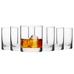 Krosno Whiskey Gin Tumbler Glasses | Set of 6 Glass Cup | 300 ML | Blended Collection | Cocktail Glasses Drinking Gift Box | Perfect for Home, Restaurants and Kitchen | Dishwasher Safe Tumblers