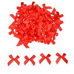 Jomnvo 100 Pieces Red Satin Ribbon Bows Chirstmas Mini Bows for DIY Craft Wedding Decoration Card Making Embellishments