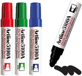 Artline Big nib Whiteboard Marker EK-5100A/4W | Extra Thick 5.0mm Bullet Tip | Assorted 4-Pack Whiteboard Pens | for school and office supplies