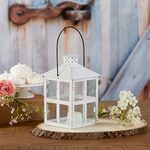 Kate Aspen Rustic Farmhouse Decor White Candle Holder Lantern Decorative (7.5 Inch), Wedding Decoration, Centerpiece Table Decorations, Home Decor, Shelf Decor