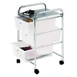 Premier Housewares 3 Drawer Storage Trolley with Chrome Frame, 65 x 39 x 33 cm - White