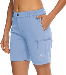 YSENTO Ladies Hiking Walking Lightweight Cargo Shorts Womens Stretch Golf Shorts Quick Dry Outdoor Summer Shorts(Baby Blue,XL)