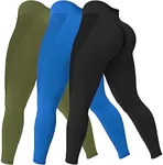 SENBAN 3 Piece Seamless Scrunch Leggings for Women High Waist Workout Athletic Yoga Pants Butt Lifting Booty Tights Black Olive Blue L