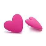 Winssigma Large Heart Earrings, Candy Color Heart Acrylic Earrings for Women(Fushia)