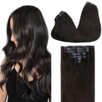 GOO GOO Seamless Clip in Human Hair Extensions, 22inch 110g 7pcs, Hair Extensions Clip in, 2 Dark Brown