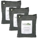 Moso Natural Air Purifying Bag 200g (3 Pack). A Scent Free Odor Eliminator for Cars, Closets, Bathrooms, Pet Areas. Premium Moso Bamboo Charcoal Odor Absorber. (Charcoal Grey)