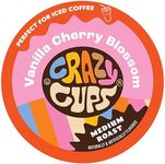 Crazy Cup Vanilla Coffee Pods, Vanilla Cherry Blossom Coffee Pods for K Cup Keurig Machines, Brew Hot or Iced, 22 Count