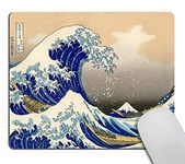 Wasach Decorative Mouse Pad Art Print Painting Hokusai The Great Wave Rectangle Non-Slip Rubber Mousepad Gaming Mouse Pad