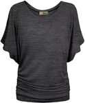 Hybrid & Company Womens Boat Neck Dolman Top Shirt KT44130X Charcoal 1X