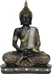 Global Grabbers new 25 centimetre Meditating sitting Buddha statue showpiece idol home decor items for living room and gifts GOL6_BLK-BS2